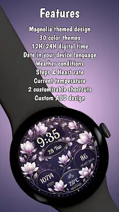 Magnolia Watchface for WearOS screenshot 3