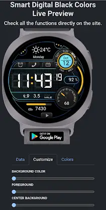 Smart Digital Black Watch Face screenshot 3