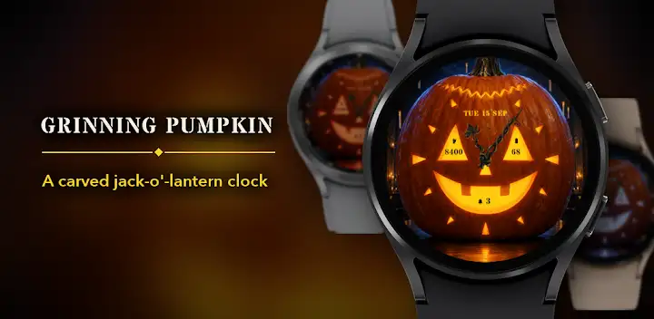 Grinning Pumpkin Watch Face — Android app banner
