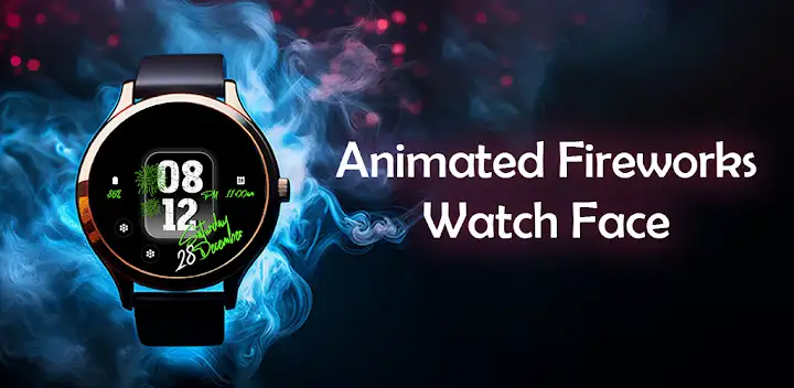 Animated Fireworks Watch Face — Android app banner