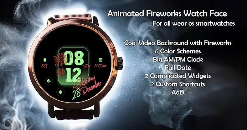 Animated Fireworks Watch Face screenshot 4