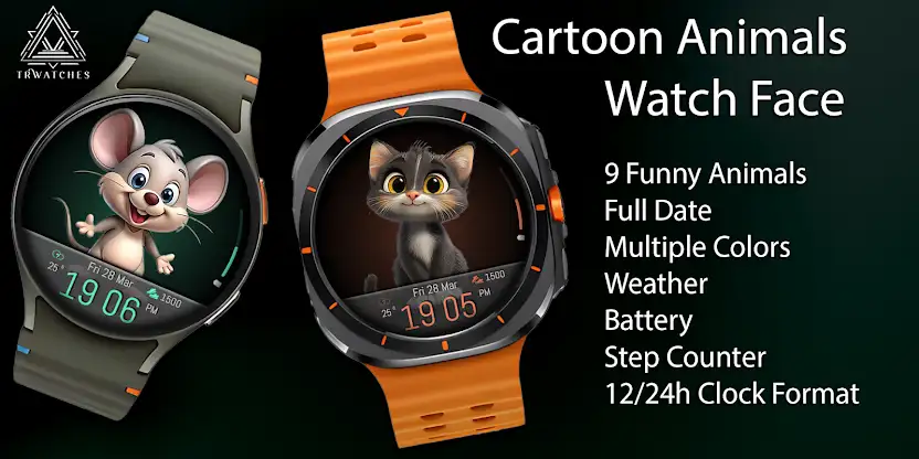 Cartoon Animals Watch Face screenshot 1