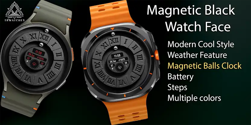 Magnetic Black Watch Face screenshot 1