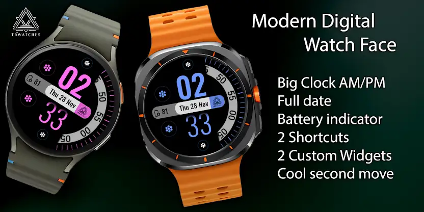 Modern Digital Watch Face screenshot 1