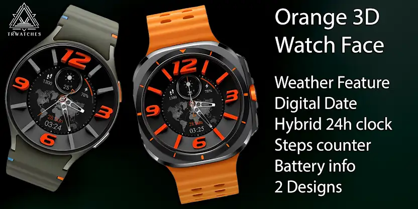 Orange 3D Watch Face screenshot 1