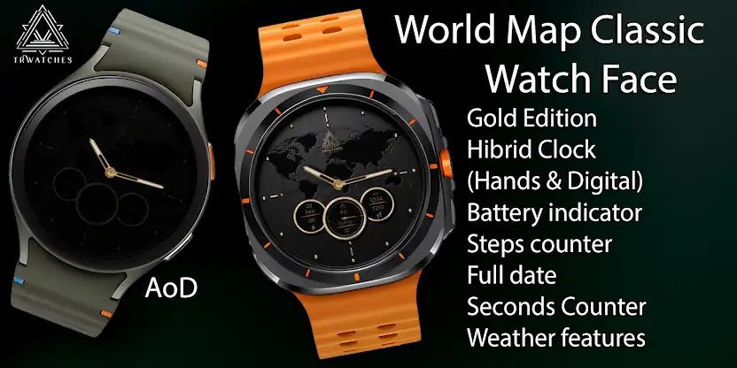 World Map Classic Watch Face screenshot 1