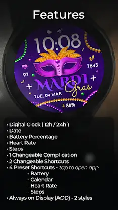 TVV Mardi Gras Watch Face screenshot 3