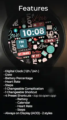 TVV Valentine's Day Watch Face screenshot 2