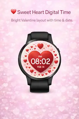 Valentine Heart Digital WearOS screenshot 2