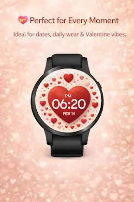 Valentine Heart Digital WearOS screenshot 6