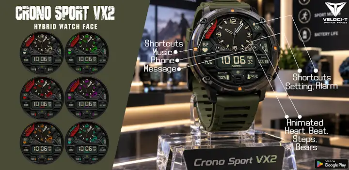 Crono Sport VX2 Watch Face — Android app banner