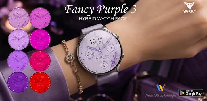 Fancy Purple 3 Watch Face — Android app banner