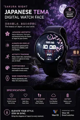 Sakura JT10 Wear OS Watch Face screenshot 2