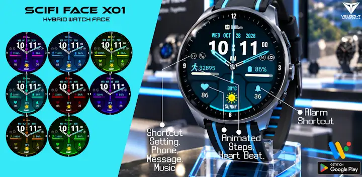 Scifi Face X01 Watch Face — Android app banner