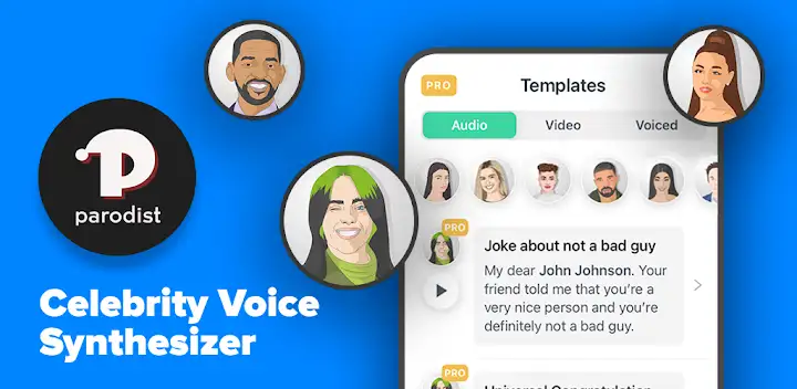 Parodist - celebrity voices — Android app banner