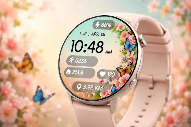 Floral Butterfly Digital Watch screenshot 4
