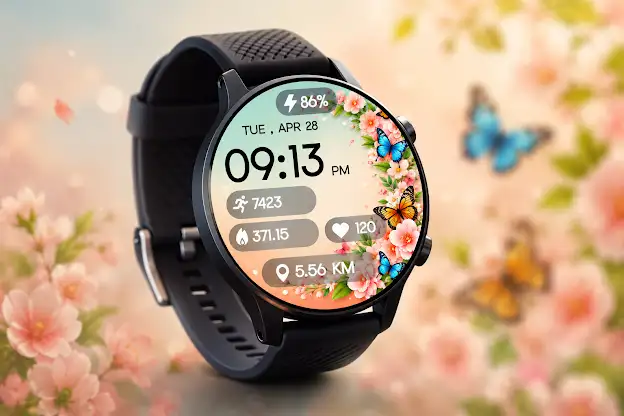 Floral Butterfly Digital Watch screenshot 2