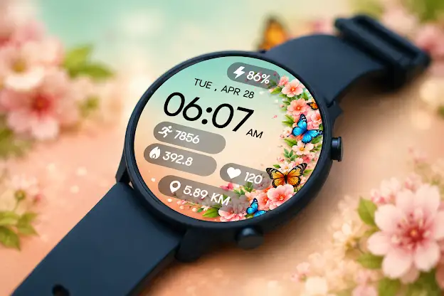 Floral Butterfly Digital Watch screenshot 1