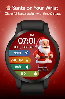 Animated Santa WatchFace -Wear screenshot 1