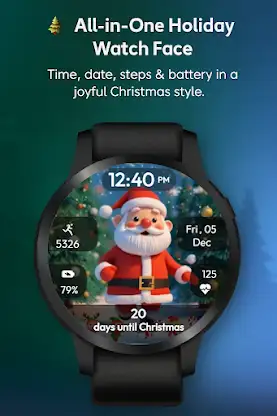 Christmas Santa Run WatchFace screenshot 3