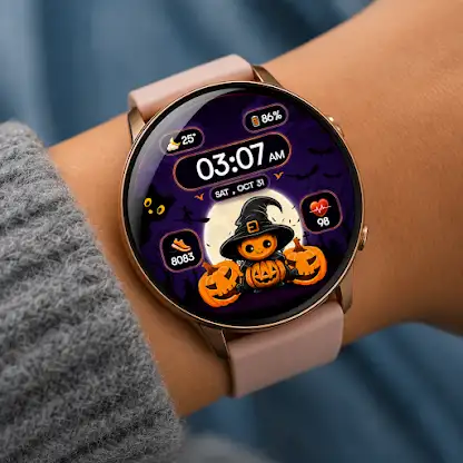 Cute Witch Digital Watch Face screenshot 1