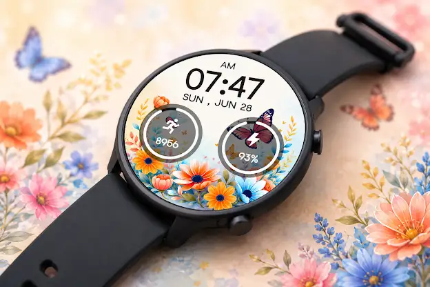 Floral Bloom Digital WatchFace screenshot 1