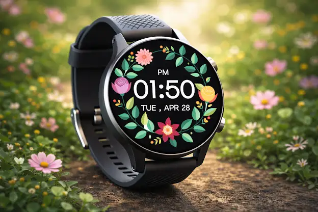 Floral Wreath MinimalWatchFace screenshot 1
