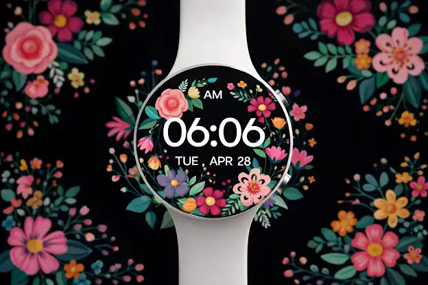 Floral Wreath MinimalWatchFace screenshot 4