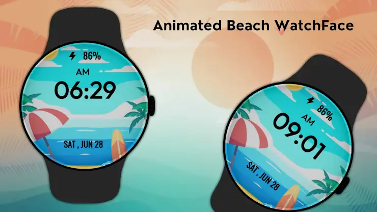 Animated Beach WatchFace screenshot 2