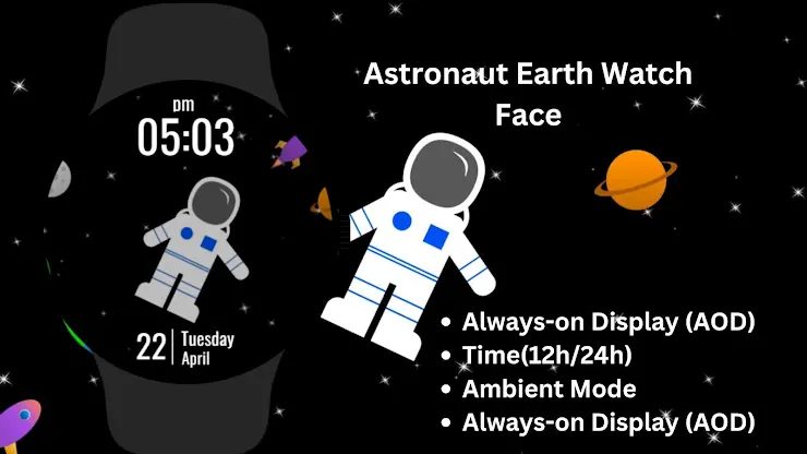 Astronaut Earth Watch Face screenshot 7