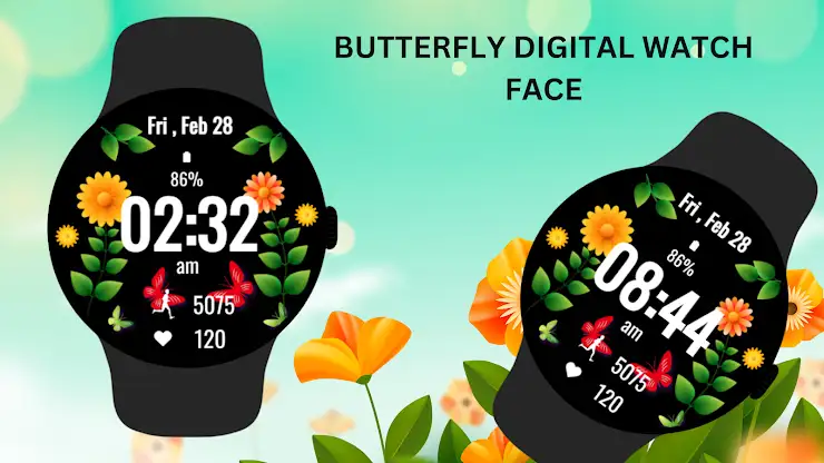 Butterfly Digital Watch Face screenshot 2