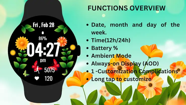 Butterfly Digital Watch Face screenshot 5