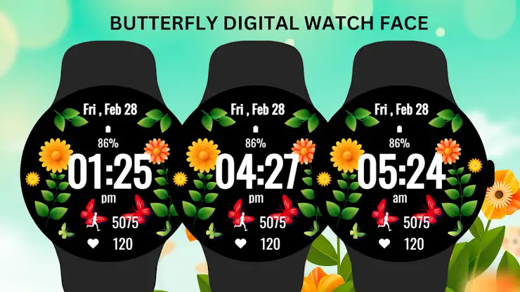 Butterfly Digital Watch Face screenshot 7