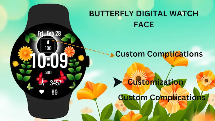 Butterfly Digital Watch Face screenshot 4