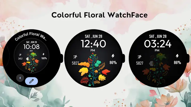 Colorful Floral WatchFace screenshot 3