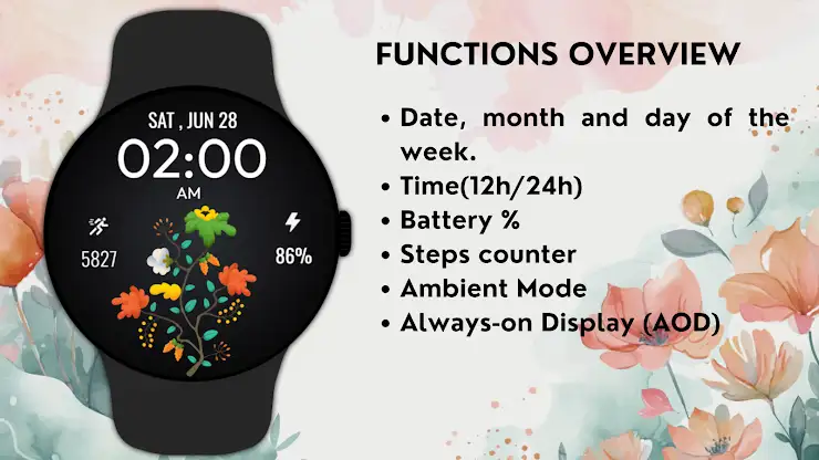 Colorful Floral WatchFace screenshot 5