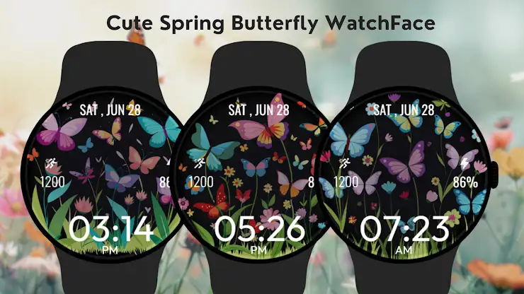 Cute Spring ButterflyWatchFace screenshot 4