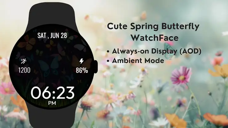 Cute Spring ButterflyWatchFace screenshot 7