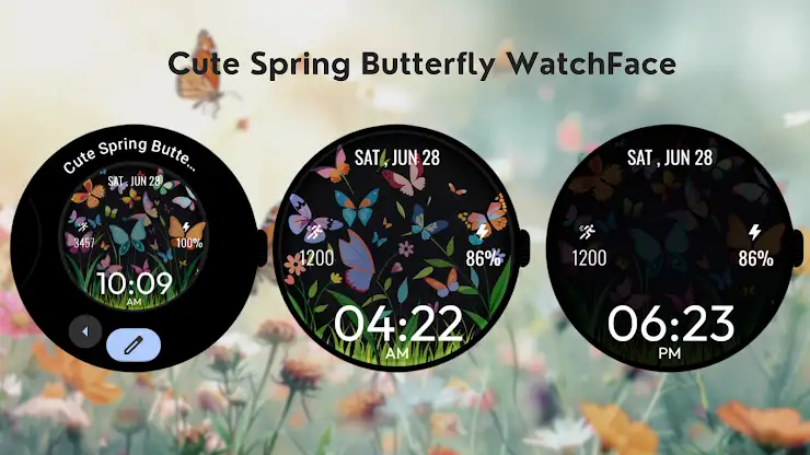 Cute Spring ButterflyWatchFace screenshot 3