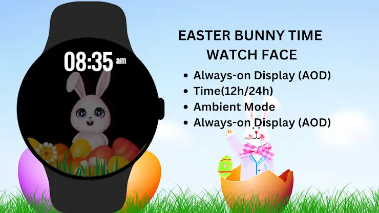 Easter Bunny Time Watch Face screenshot 8