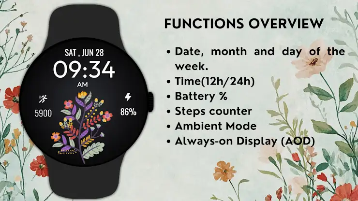 Beautiful Floral WatchFace screenshot 5