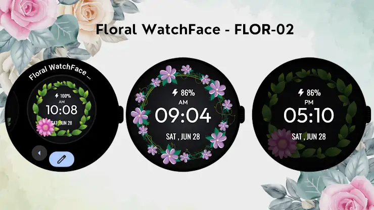 Floral WatchFace - FLOR-02 screenshot 3