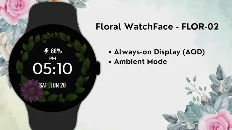 Floral WatchFace - FLOR-02 screenshot 7