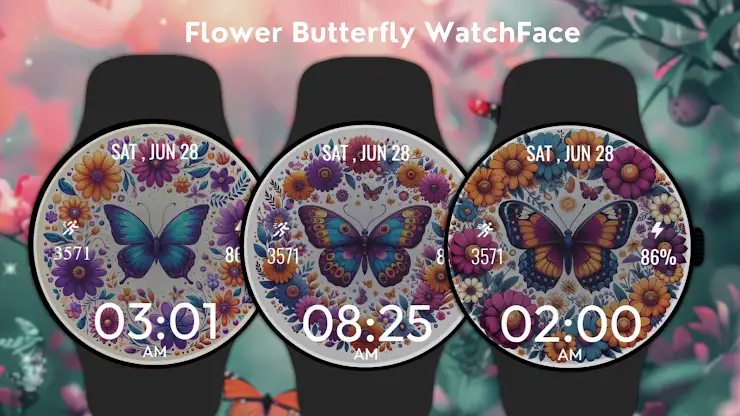 Flower Butterfly WatchFace screenshot 4
