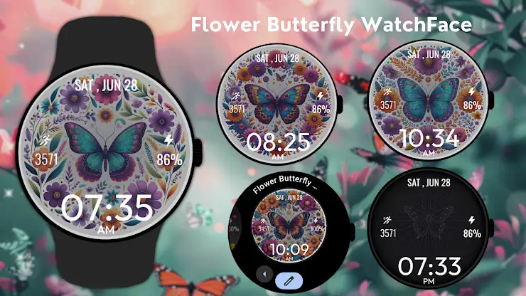 Flower Butterfly WatchFace screenshot 6