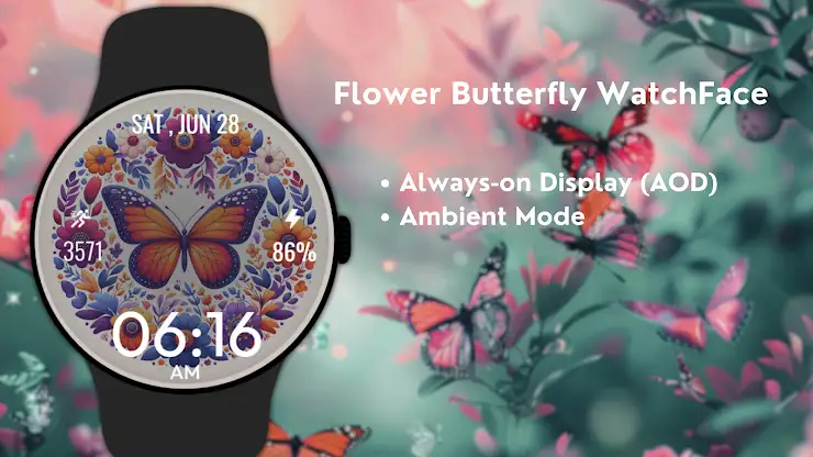 Flower Butterfly WatchFace screenshot 7