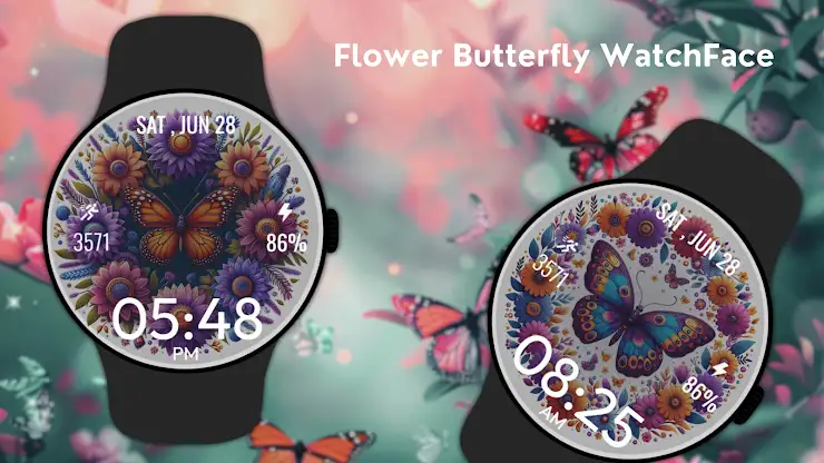 Flower Butterfly WatchFace screenshot 2