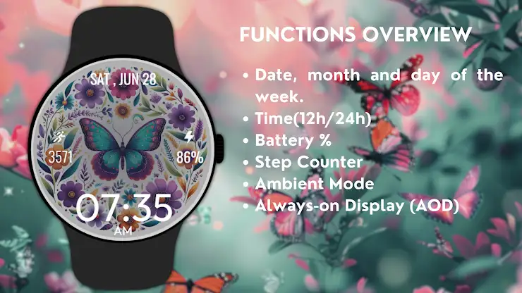 Flower Butterfly WatchFace screenshot 5