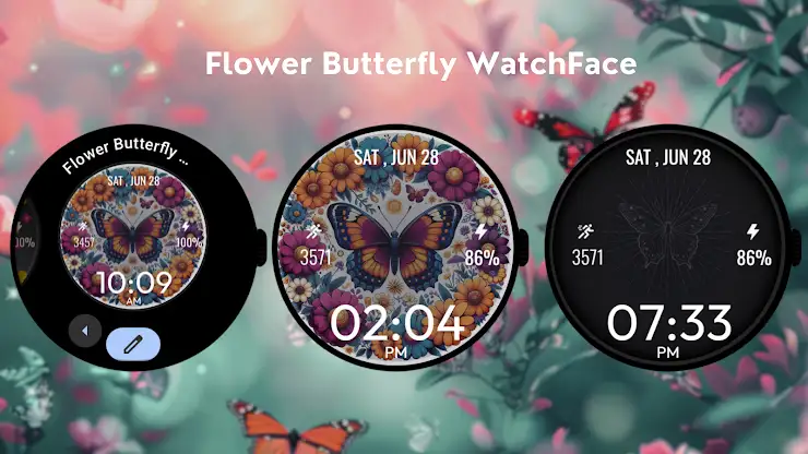 Flower Butterfly WatchFace screenshot 3