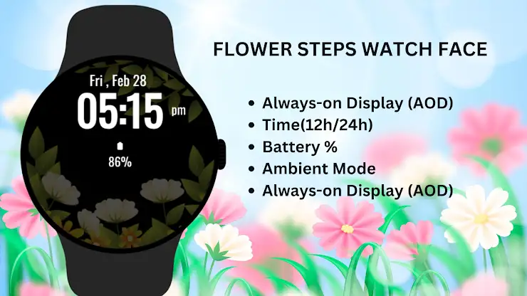 Flower Steps Watch Face screenshot 8